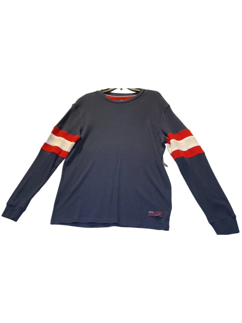 Company 81 Mens Size Large Navy Long Sleeve Thermal Shirt With Red & White Strip